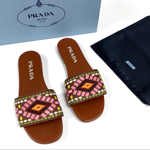 prada embroidered sandals
